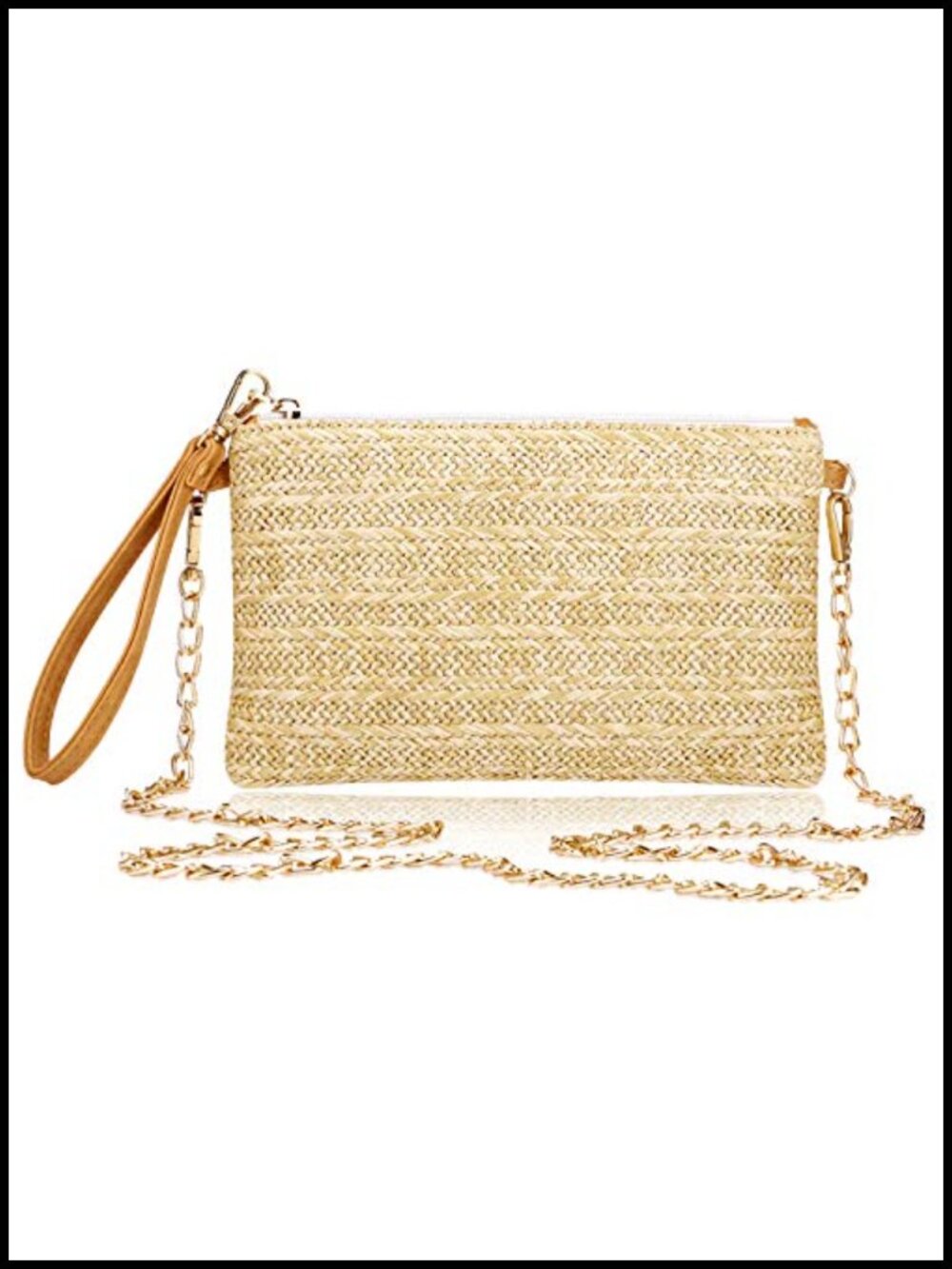 Straw Wristlet Clutch Bag Bohemian Summer Beach Purse Handcrafted Crossbody
